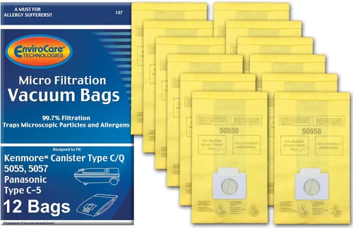 Bolsa de repuesto para Kenmore Canister tipo C. Compatible con modelos 5055, 50557, 50558 y Panasonic tipo C-5, Amarillo