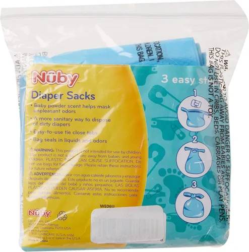 Miniatura 3 de Nuby Bolsas desechables para pañales, aroma fresco de polvo para bebé, paquete de 2 (50 unidades cada paquete)