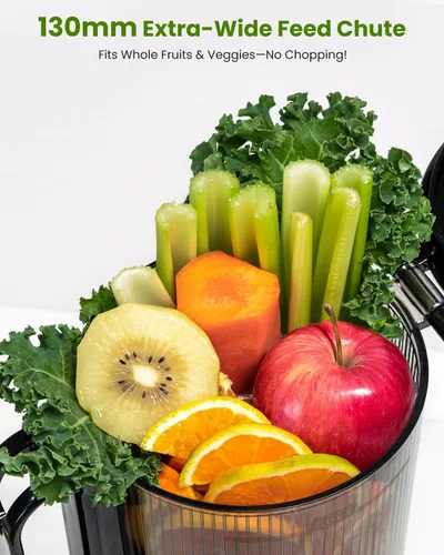 Miniatura 7 de LINKChef Exprimidor de prensa en frío – Exprimidor de 250 W, canal de alimentación grande de 5.12 pulgadas para frutas y verduras enteras