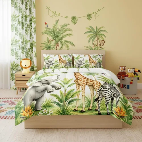 Miniatura 30 de QOOMO - Juego de edredón de tamaño individual con gatos, juego de edredón azul con nubes para niños, adolescentes, niñas y niños, juego de cama de 3
