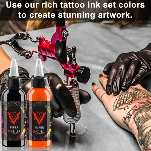 Miniatura 5 de Kit de tinta de tatuaje de 14 colores de 1.0 fl oz con pintura Microblade y tinta UV, juego de tinta dinámica para equipo de tatuaje y pistola