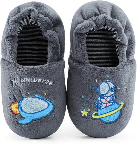 Miniatura 2 de Estamico pantuflas de felpa de calidad superior, tejido suave, con caricaturas, para niños pequeños, calzado cálido para el hogar y para el invierno
