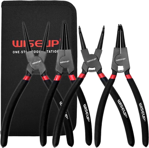 Miniatura 13 de WISEUP Juego de alicates de anillo a presión, 4 piezas de 7 pulgadas, kit de alicates de circlip interno/externo de 7 pulgadas, puntas de mandíbula