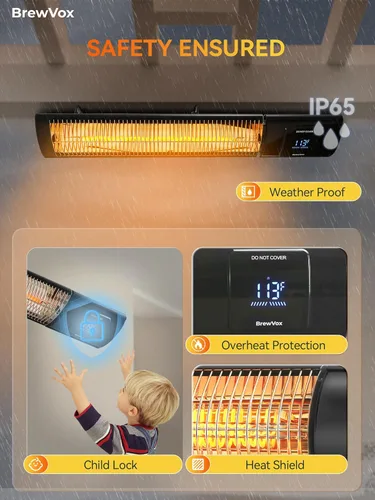Miniatura 6 de Calentador eléctrico infrarrojo de carbono para patio al aire libre con termostatos, control inteligente por aplicación con control remoto