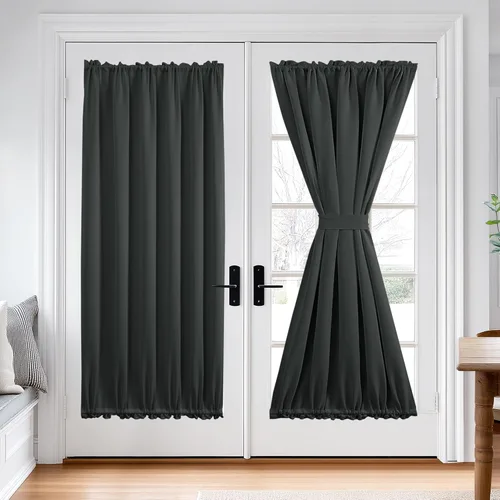 Miniatura 14 de Cortina térmica para puerta con bolsillo para barra, opacas, tratamiento de ventanas con ojales y ojales Deconovo 1 panel