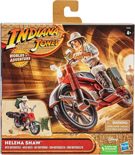 Miniatura 2 de Indiana Jones Worlds of Adventure Helena Shaw Figura de acción con juguete de motocicleta, 2.5 pulgadas, figuras de acción para niños a partir de 4