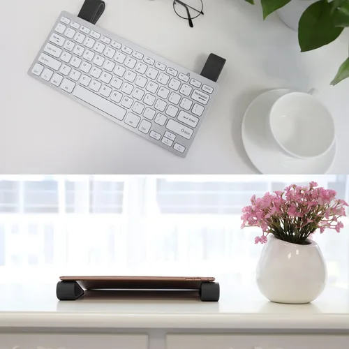 Miniatura 4 de MoKo Soporte universal para teclado de computadora portátil/computadora, [4] antideslizante de silicona inclinable con cuña elevadora estable, Negro