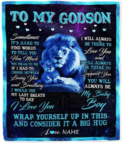 Miniatura 35 de Manta personalizada con texto en inglés «To My Godson», de Godmother Godmother Wolf Moon, My Love for You is Forever Godson Birthday Christmas