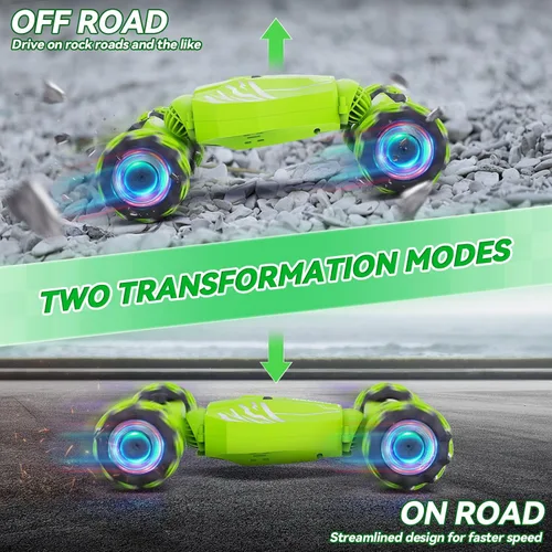 Miniatura 2 de Dysaim Gesture RC Car, juguetes regalos de cumpleaños para niños de 6 a 12 años de edad, auto de control remoto 4WD, rotación de 360°, Verde
