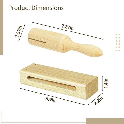 Miniatura 4 de Juego de bloques de madera de percusión, 5 bloques de madera y 5 bloques de un solo tono para clases de música, 7.9 x 1.6 x 1.6 pulgadas