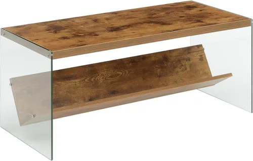 Miniatura 11 de Convenience Concepts SoHo - Mesa auxiliar, gris desgastado/vidrio Gris(Weathered Gray)