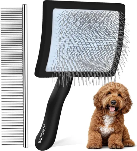 Miniatura 10 de Cepillo deslizante para perros, cepillo grande para perros de pelo largo para garabatos dorados y golden retriever con herramienta de Púrpura