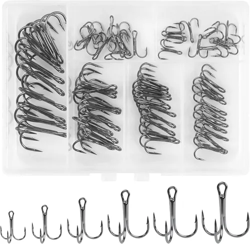 Kit de anzuelos de pesca de acero de alto carbono, juego de anillos de pesca agudos fuertes y afilados para trucha, lubina, señuelos de bagre, cebos
