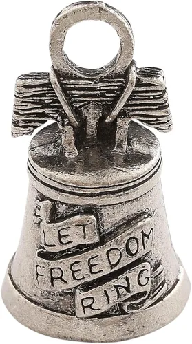 Miniatura 14 de Guardian Bell Campana patriótica de buena suerte con llavero y bolsa de regalo de terciopelo negro Campana de motocicleta Peltre sin plomo