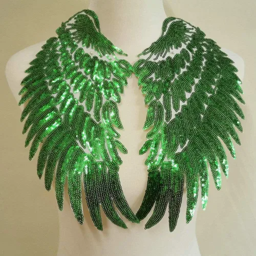 1 par de parches de lentejuelas de alas de ángel doradas y plateadas para ropa, parche bordado para planchar, apliques de accesorios de Navidad (5.5