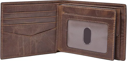 Miniatura 2 de Fossil Mens Derrick Leather RFID-Blocking Large Bifold with Coin Pocket Wallet