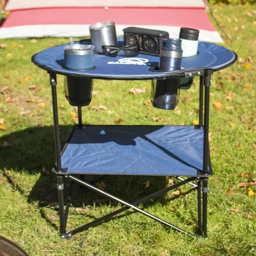 Miniatura 4 de Camp & GO - Mesa redonda de tela ligera y portátil, plegable, de 28 pulgadas, color azul pizarra