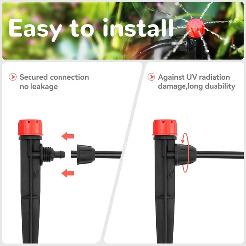 Miniatura 3 de Emisores de riego por goteo para tubos de riego por goteo de 1/4 de pulgada, goteros de flujo de agua ajustables de 360 grados en estaca de flecha