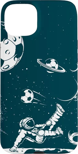 Miniatura 9 de Funda para iPhone 16 para teléfono de fútbol, amante del fútbol, jugador de fútbol espacial, funda de astronauta