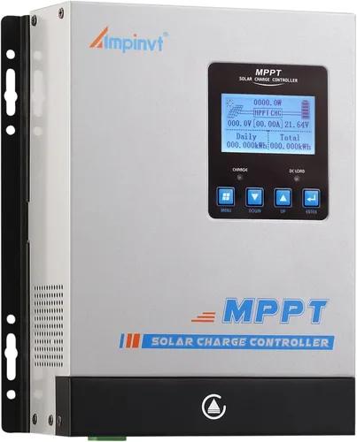 Controlador de carga solar Ampinvt MPPT 60A 12V 24V 36V 48V Sistema de batería Auto, entrada máxima 150V regulador de panel solar PV para batería
