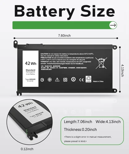 Miniatura 2 de 42WH WDX0R - Batería para portátil Dell Inspiron 13 15 5000 7000 Series 7573 7579 7378 7560 7569 5570 5567 5565 5378 5379 Latitude 3490 3580 3580 3