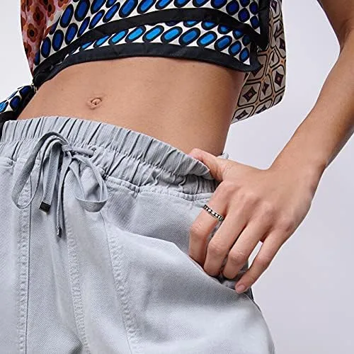 Miniatura 2 de Anillo gótico negro de fase lunar de plata de forma redonda minimalista lindo anillo de acero inoxidable anillos de dedo regalo para mujeres