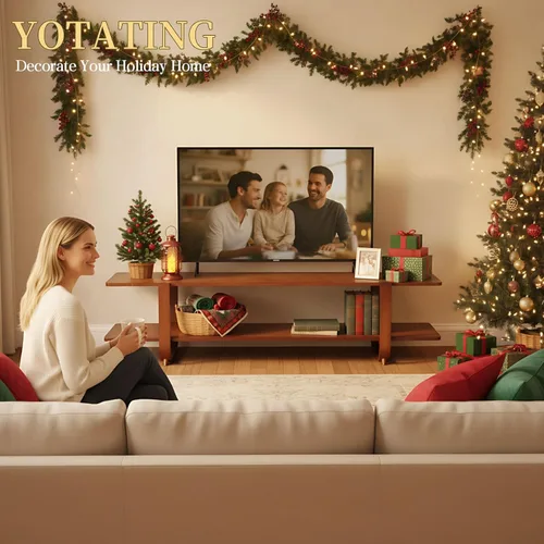 Miniatura 6 de Soporte de TV para televisores de 65 pulgadas, consola de TV grande con estante de almacenamiento, soporte de TV moderno para sala de estar, Nogal