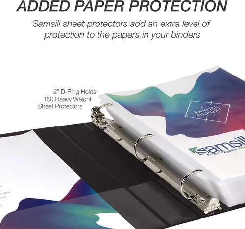 Miniatura 225 de Samsill - Carpeta duradera de 5 pulgadas, fabricada en los Estados Unidos, con anillos en D, transparente y personalizable, color blanco