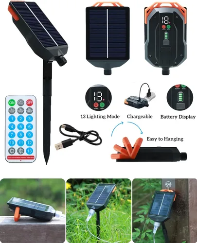 Miniatura 6 de Luces solares de Navidad para exteriores, 640 LED, 16 pies + 60 pies, luces solares de carámbano que cambian de color, impermeables, con 13 modos