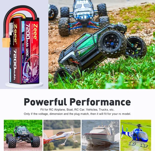 Miniatura 5 de Zeee 4S Lipo Battery 7200mAh 14.8V 120C Estuche rígido Batería RC con conector XT90 para 1/8 Buggy RC Car Truck Tank RC Truggy Racing Modelos