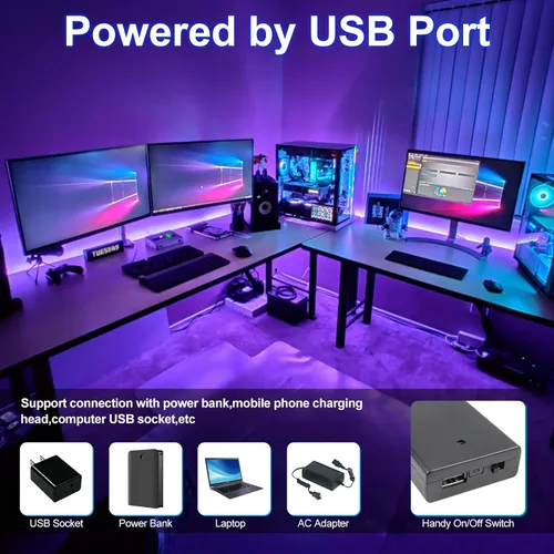 Miniatura 4 de Tira de luz LED negra UV de 16.4 pies, 3528 385 nm-400 nm, tira de luz negra no impermeable con caja de batería, para pintura corporal fluorescente