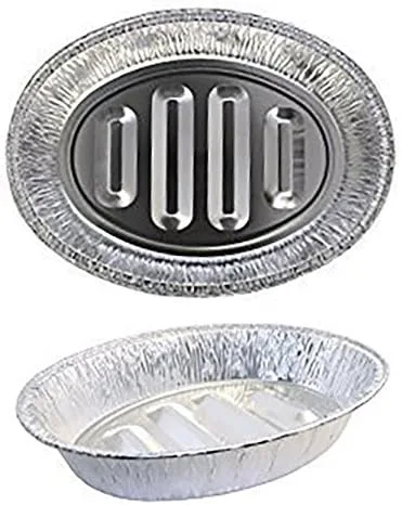 Miniatura 4 de 6 bandejas desechables de aluminio para pavo, contenedor de aluminio extra grande y resistente, forma ovalada para carne, pollo, asados, costillas