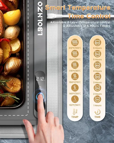 Miniatura 3 de Tapete de calentamiento para alimentos, extra grande, 36 x 16 pulgadas, 580 W, con almohadilla resistente al calor, platos para bufé, 6