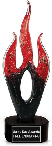 Miniatura 34 de Premio de Vidrio Artístico Soplado a Mano – Premio Elegante con Grabado Personalizado para Corporativo, Deportes, Jubilación, Reconocimiento