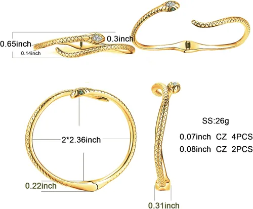 Miniatura 4 de Presentski Pulseras de serpiente, brazalete abierto de oro, joyería de serpiente para mujer, pulsera de derivación ajustable