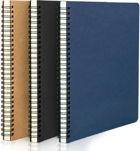 Miniatura 11 de EUSOAR Cuaderno de espiral de tapa dura, tamaño A5, paquete de 3 unidades de 5.5 x 8.3 pulgadas, 120 páginas, cuaderno de espiral con gráficos
