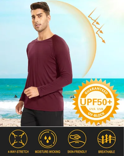 Miniatura 155 de MAGCOMSEN Camisas de manga larga para hombre, protección solar UPF 50+, camisetas atléticas para senderismo, correr, entrenamiento, protección