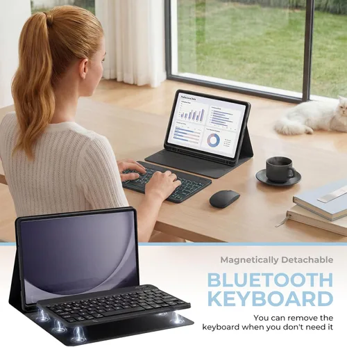 Miniatura 7 de Funda de teclado para Samsung Galaxy Tab S6 Lite de 10.4 pulgadas 2024, Galaxy Tab S6 Lite funda para tablet con ranura para bolígrafo, funda