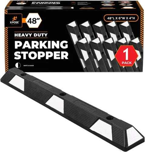 Miniatura 14 de Xpose Safety Tope de goma resistente de 22 pulgadas para estacionamiento, paquete de 2 bloques de ruedas para garaje, entrada o rampa, tope