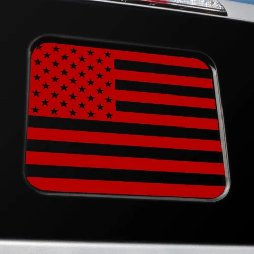Miniatura 8 de Adhesivo de bandera estadounidense para ventana trasera media, fácil de instalar, compatible con Ford Ranger 2018-2022 (fibra de carbono negra)