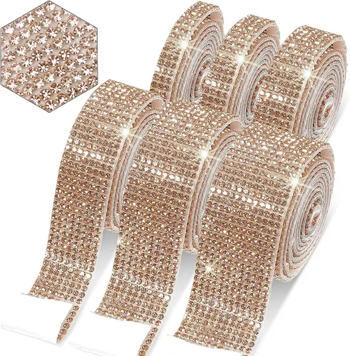 Miniatura 18 de 6 rollos de cinta de diamantes de imitación autoadhesiva con diamantes de imitación de 0.079 pulgadas (0.079 in) para manualidades, decoración de AB