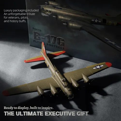 Miniatura 6 de NUOTIE Escala 1/72 B-17 Fortress Bomber (pintura verde) Pre-construcción de avión de guerra vintage de la Segunda Guerra Mundial avión de guerra