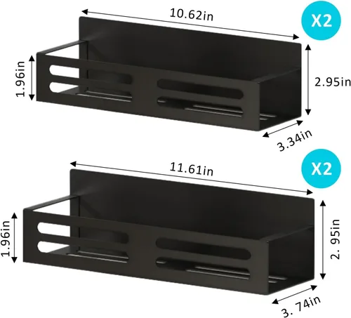 Miniatura 5 de Estante magnético para especias para refrigerador, estante magnético para nevera, estantes magnéticos para refrigerador, paquete de 4 unidades, Negro