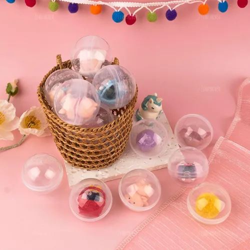 Miniatura 2 de AUEAR, Paquete de 50 cápsulas redondas pequeñas translúcidas de 2 pulgadas, envases vacíos de plástico para chicles para premios de fiesta
