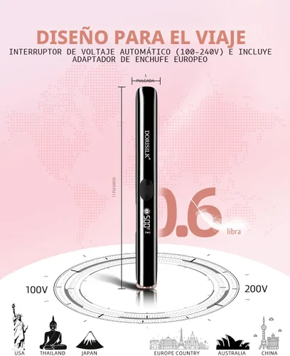 Miniatura 7 de DORISILK Plancha de pelo profesional de alta temperatura de 500 grados, plancha plana de cerámica de calentamiento rápido de 30 segundos, alisador