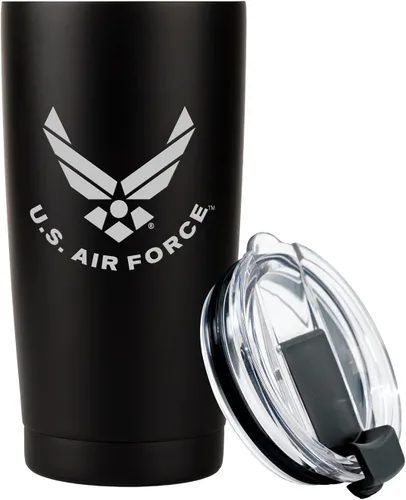 Military Gift Shop - Vaso de 20 onzas de la Fuerza Aérea, taza de café de acero inoxidable de doble pared con tapa | Regalos de la Fuerza Aérea |