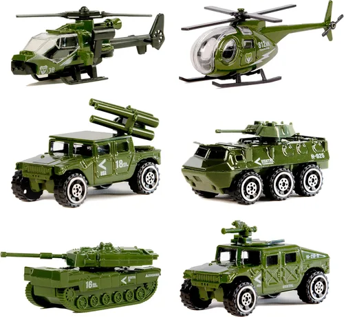 Vehículos militares fundidos a presión, paquete de 6 modelos de vehículos militares de aleación variada, juguetes de automóvil, mini tanque de