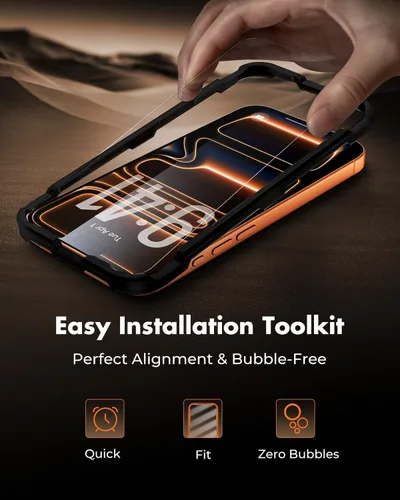 Miniatura 8 de ImpactStrong Paquete de 3 protectores de pantalla de vidrio templado inastillables para iPhone 17 Pro Max [marco de fácil instalación]