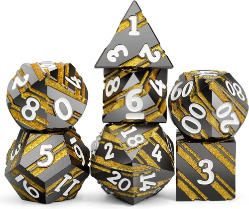 Miniatura 21 de DNDND - Juego de dados metálicos para DND con estuche de metal de regalo, 7 piezas de dados metálicos de Calabozos y Dragones para juego DND