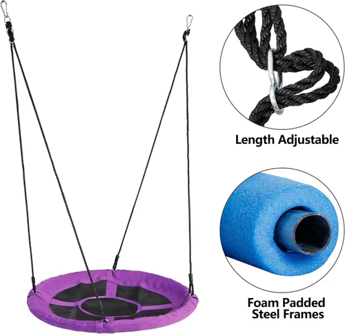 Miniatura 4 de ZENY Juego de columpio de 40 pulgadas para patio de recreo, plataforma redonda para interiores y exteriores, plataforma de columpio para niños, tela